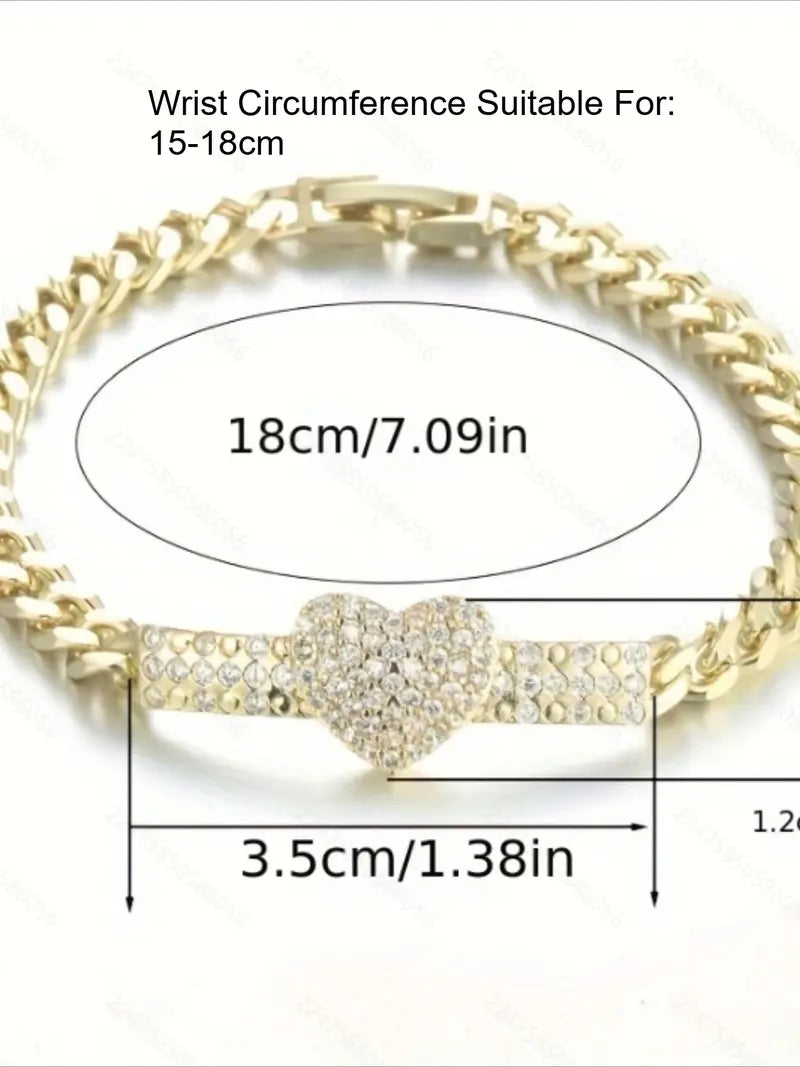 Elegant Sparkling Zircon Heart Bracelet