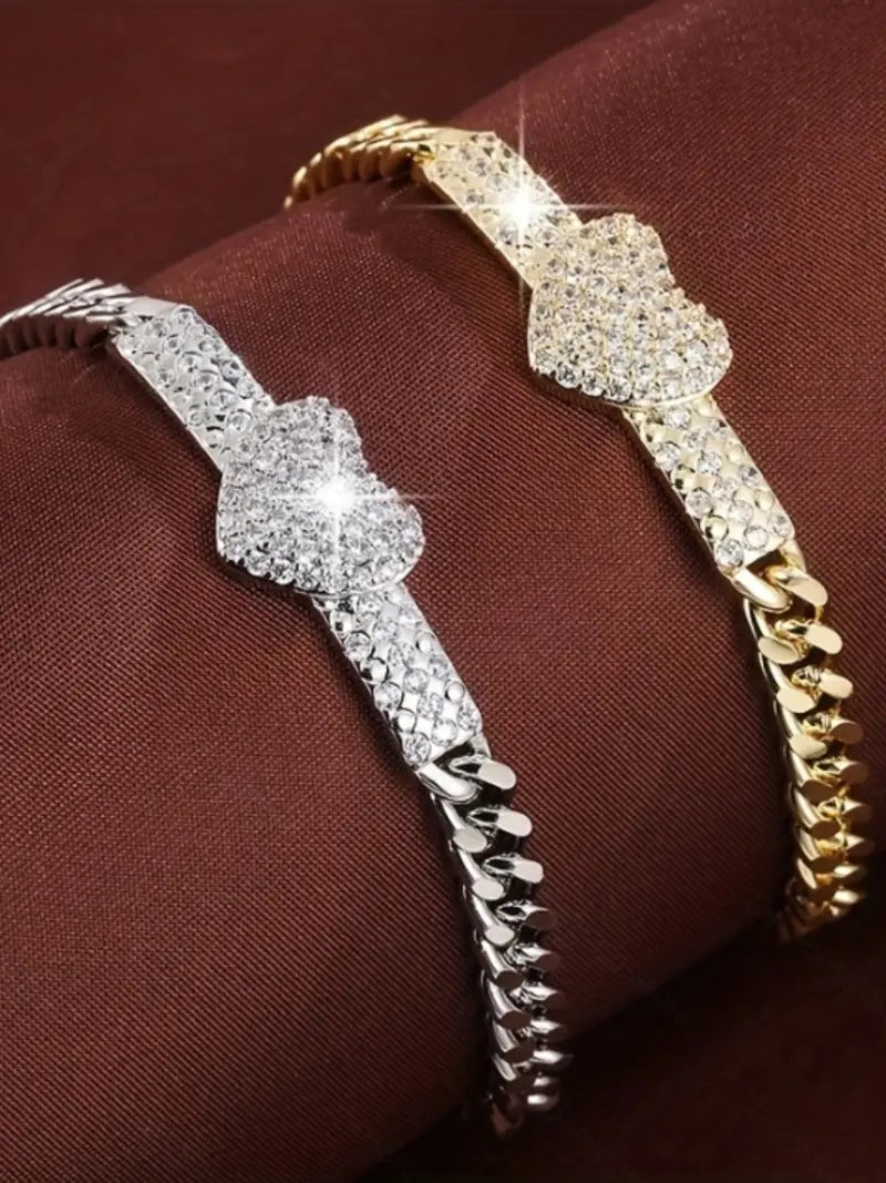 Elegant Sparkling Zircon Heart Bracelet