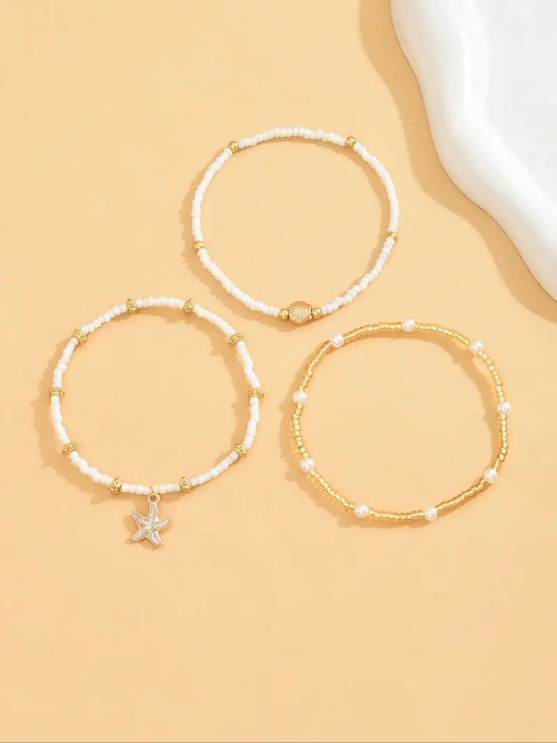 Women's Minimalist Beaded Shell Anklet