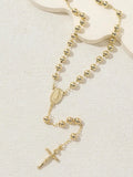 Virgin Mary Cross Beaded Faith Pendant Necklace