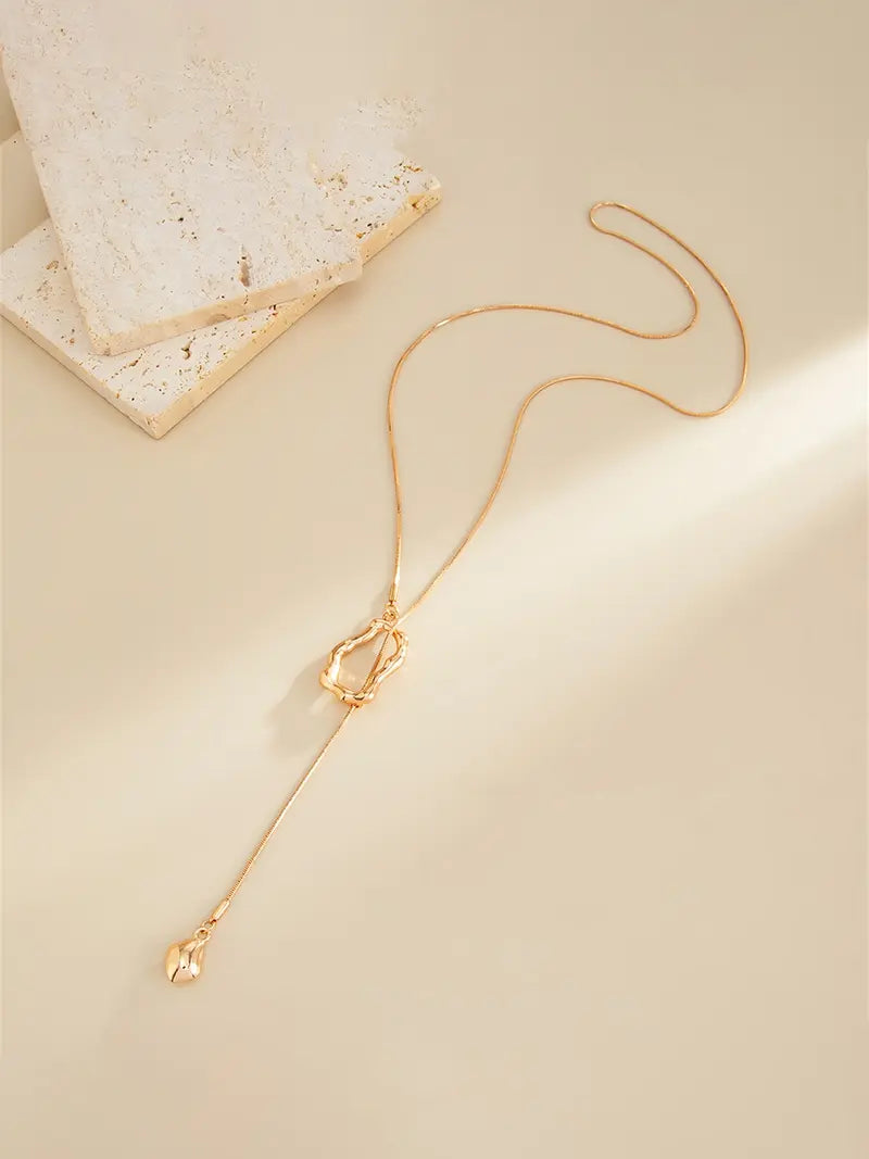 Vintage Metal Simple Water Drop Pendant for Women 2025 Trendy Charm Necklaces