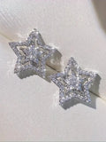 Star Design Rhinestone Decorated Stud Elegant Minimalist Earrings
