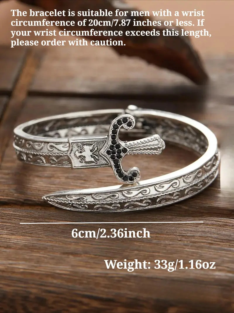 Gothic Punk Sword Spring Adjustable Rhinestone Bracelet