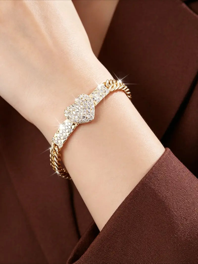 Elegant Sparkling Zircon Heart Bracelet