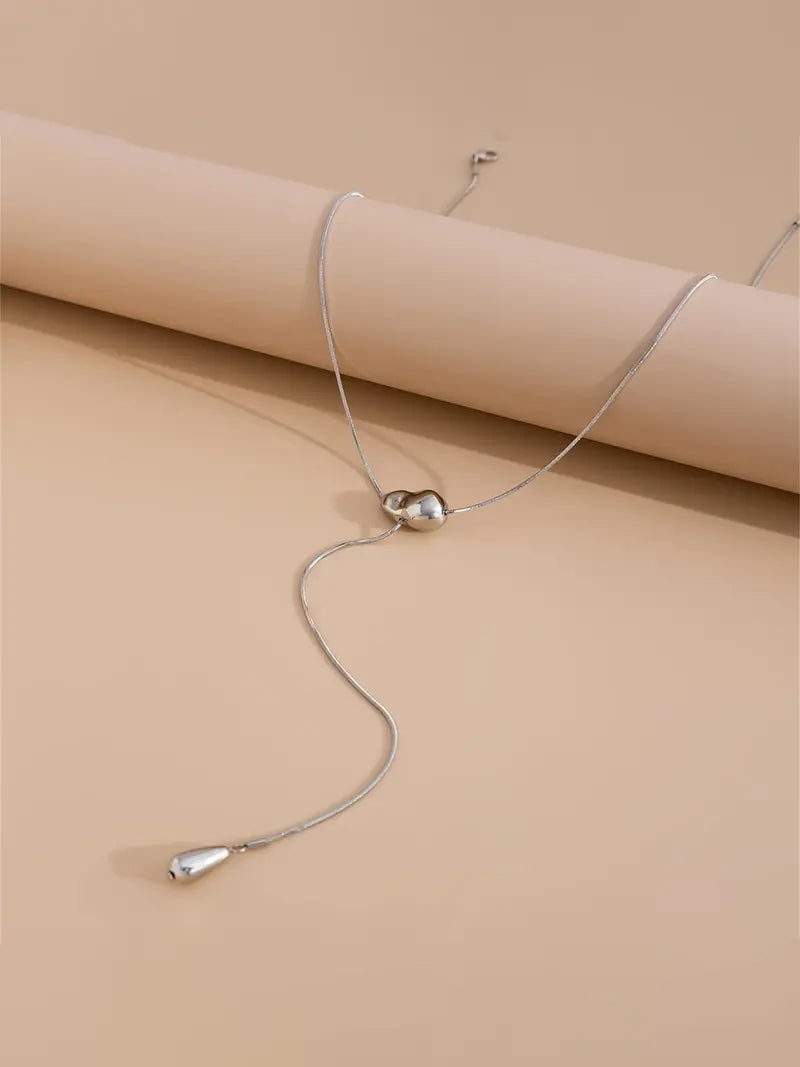 Vintage Metal Simple Water Drop Pendant for Women 2025 Trendy Charm Necklaces