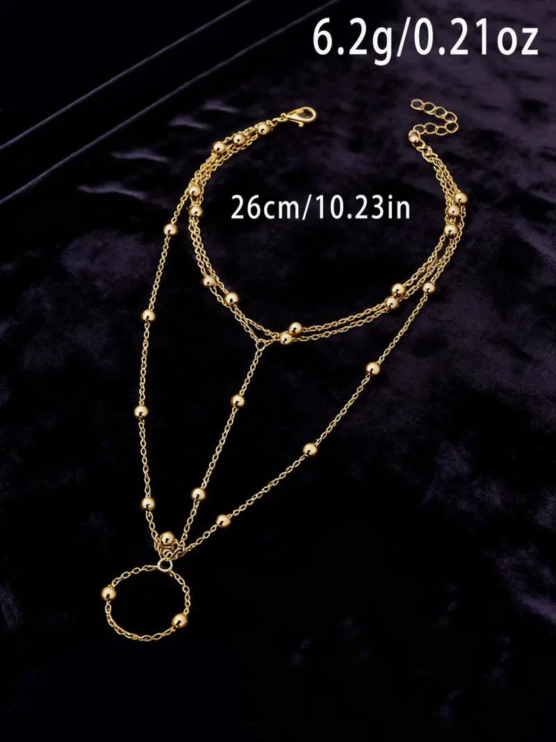 Style Multi-Layer Metal Tassel Anklet
